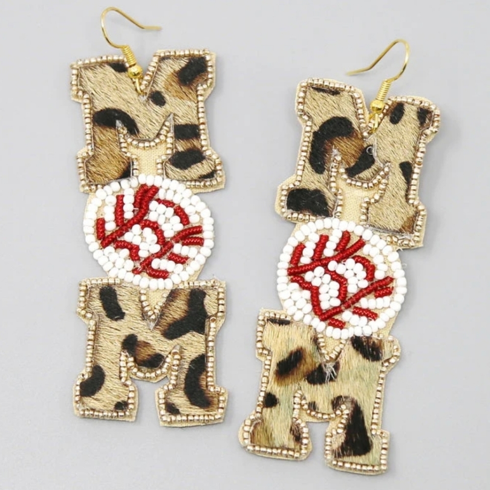 Mom #1 Fan Seed Bead Earrings